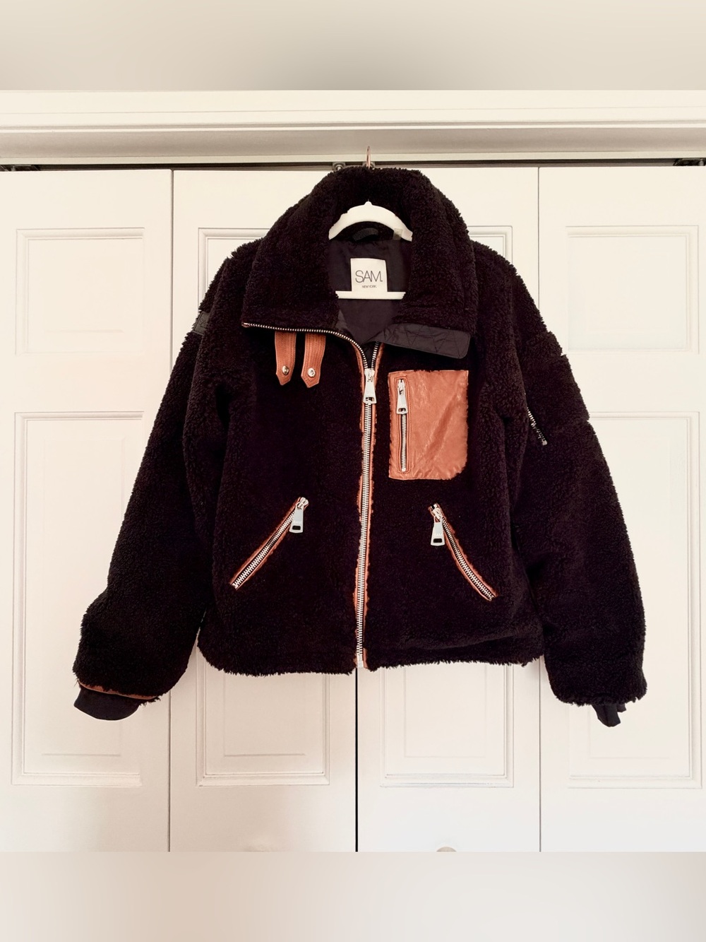 SAM. New York Sherpa Denver Jacket in black, size XL